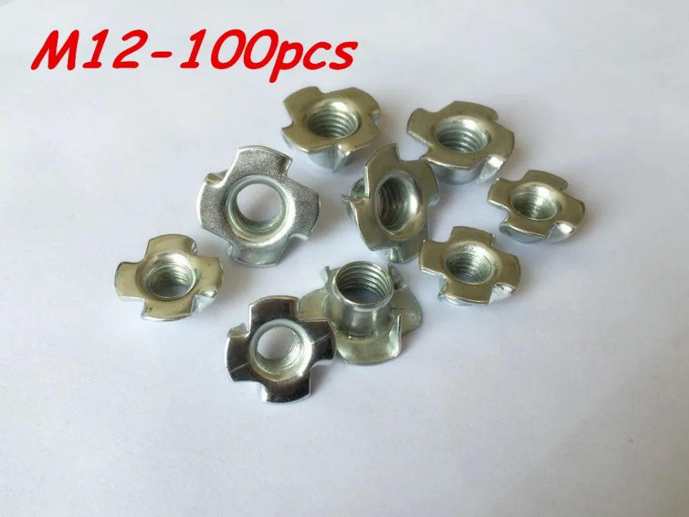 

M12 Carbon Steel Zinc Plated Four Claw Nut Femal Nuts 100Pcs/Lot Free Shipping