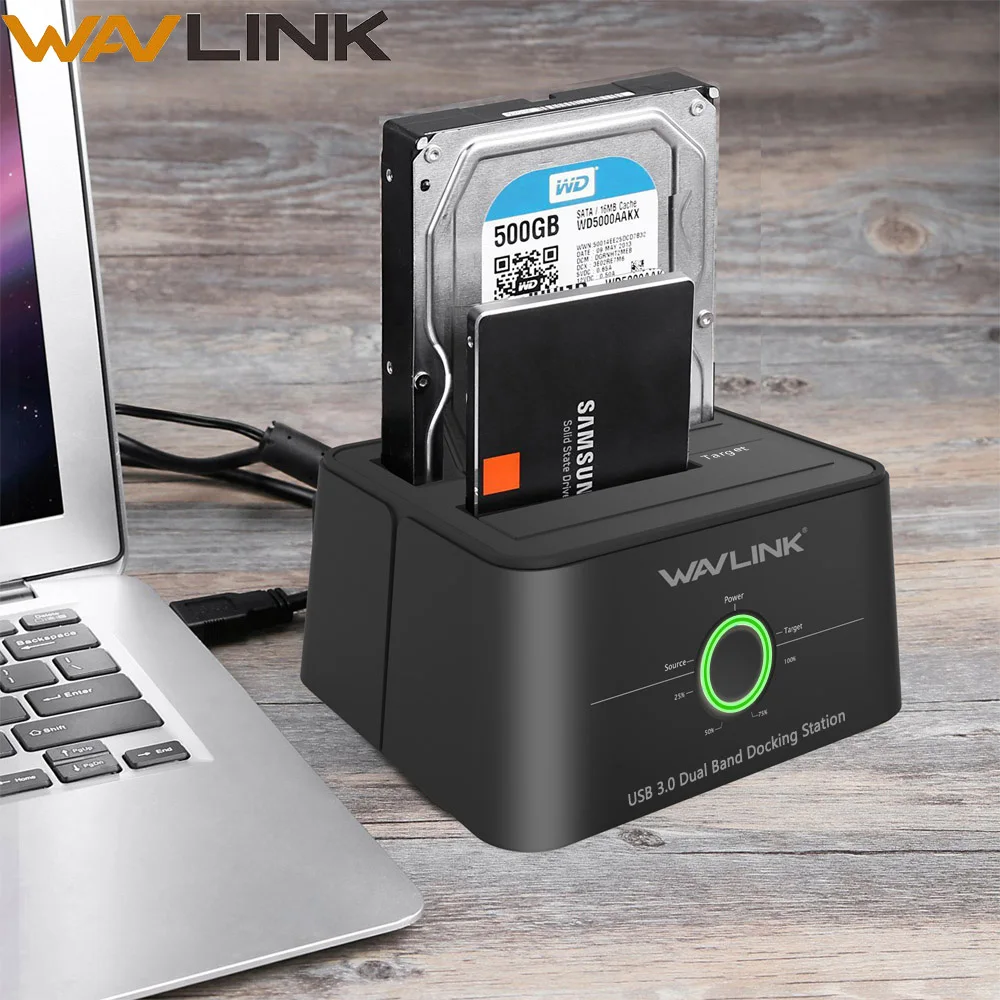 Двойной отсек SATA HDD док-станция USB 3,0 внешний жесткий диск Корпус для 2,5/3,5 дюймов HDD/SSD автономный клон fuction UASP