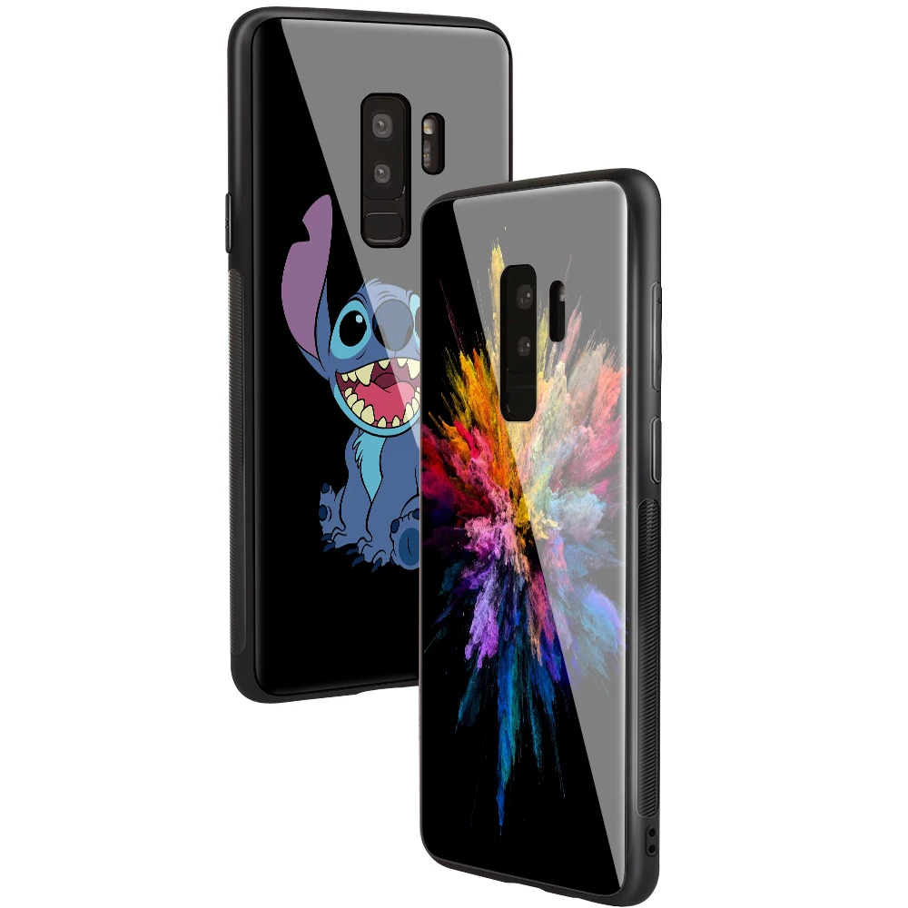 Ститч Супермен Микки из закаленного стекла чехол для телефона для Sumsung galaxy S8 Plus S9 S10 Plus note 8 9 DIY индивидуальный чехол для телефона