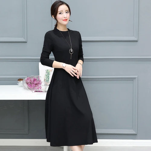 Настоящее платье с длинными рукавами весна и осень Новый шаблон корейский костюм