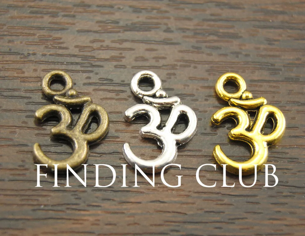 50 pcs Metal Alloy OM Aum Ohm Mantra Sign Charm Pendant 15x10mm Fit Jewelry Making