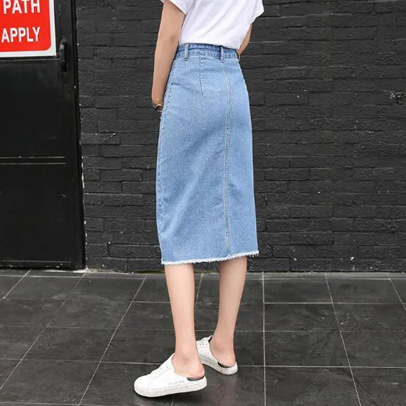 Юбка женская летняя длинная с высокой талией из джинсовой ткани S XXL|skirt spring|denim