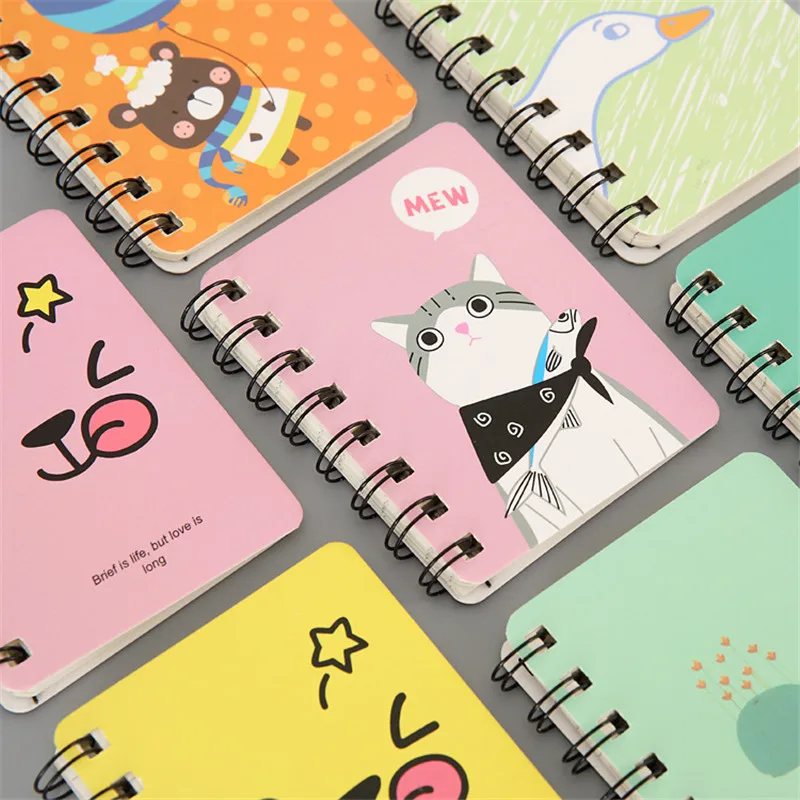 Kawaii Cute A7 бумажный блокнот в рулоне записная книжка мультяшный спиральный