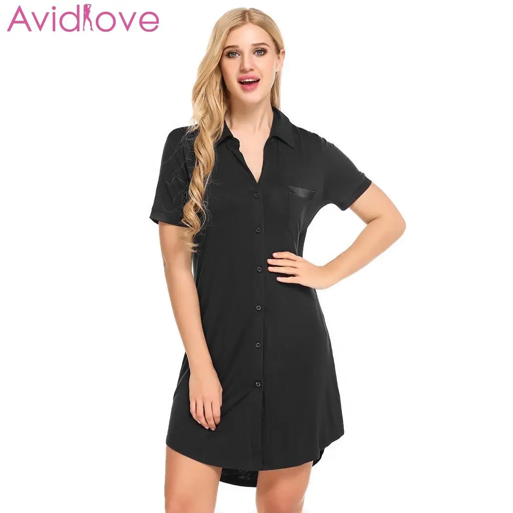 Avidlove летняя ночная рубашка для женщин сексуальное короткое платье на пуговицах