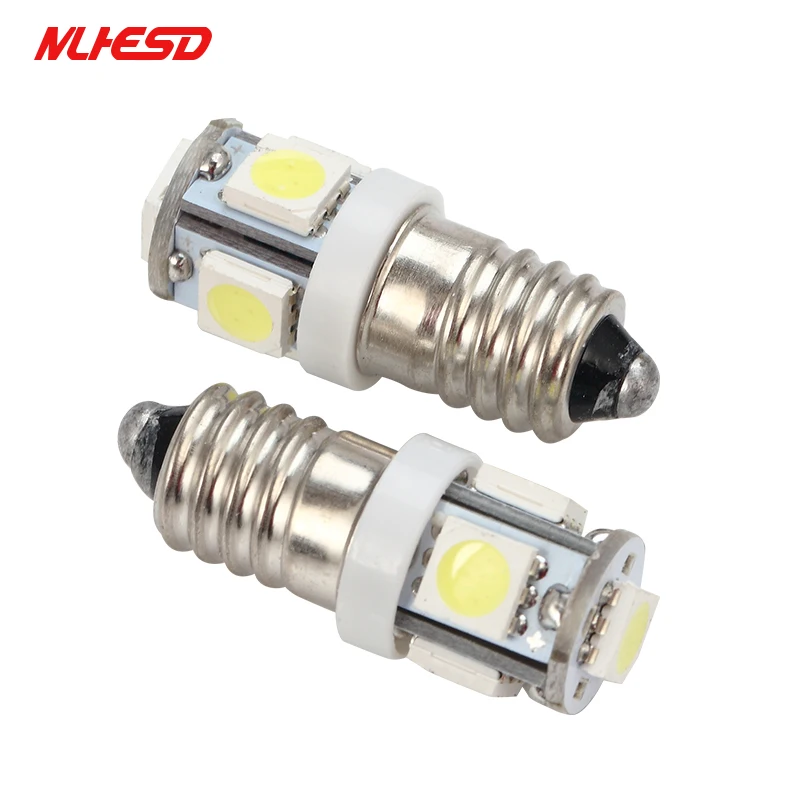 10 шт. E10 5 SMD 5050 светодиодный AC/DC 12V 6V 5SMD чистый белый теплый холодный красные синие