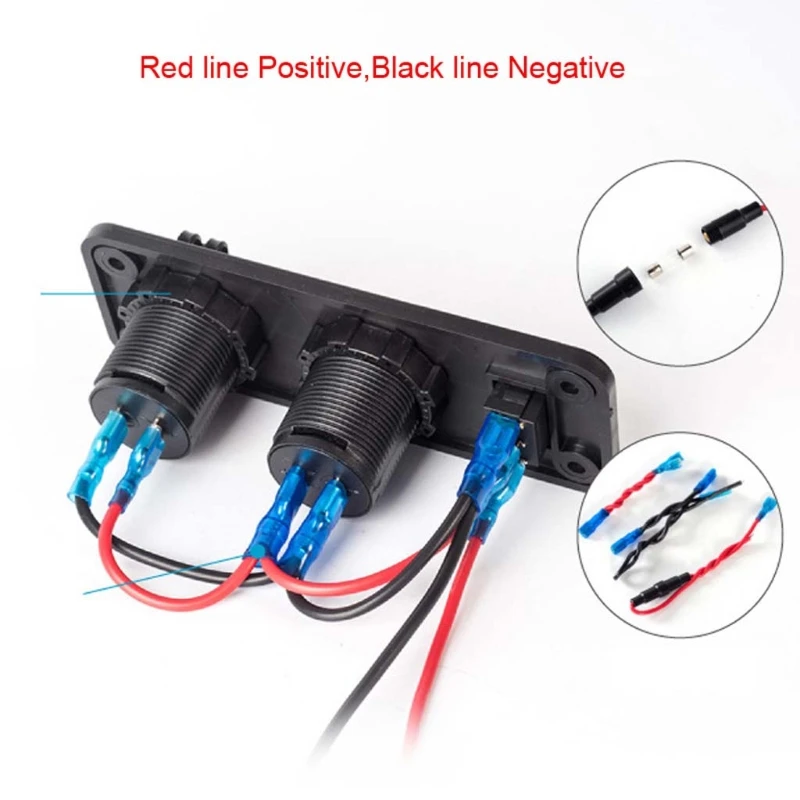 

Car Boat Truck 12V 24V 2 USB Charger Voltmeter Switch Cigarette Lighter Socket