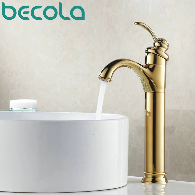 

Free shipping bathroom luxury gold faucet single handles single hole basin tap deck mounted hot and cold water faucet GZ-7202K