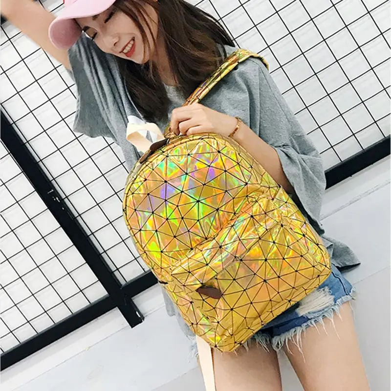 Новая лазерная сумка женская Корейская версия Harajuku Ulzzang старшеклассники простые рюкзаки кампус универсальная Студенческая сумка для книг девушка