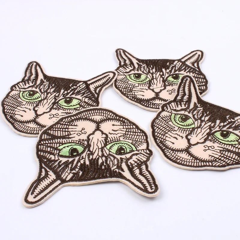 5 шт. Реалистичная вышитая наклейка в виде кота с утюгом животного для джинсов