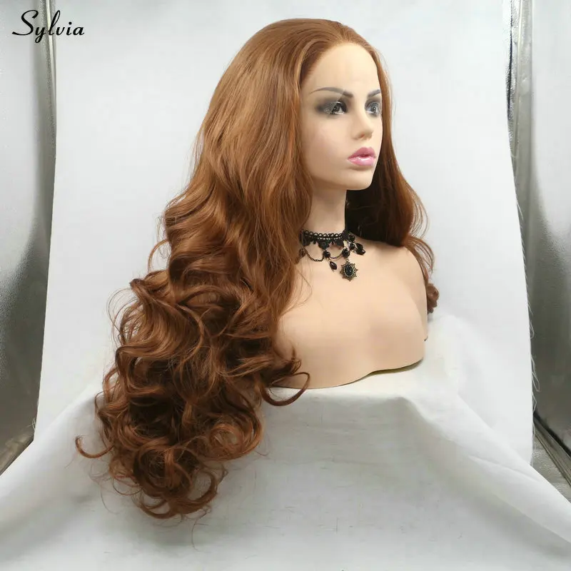 Sylvia 30 # коричневый парик для леди натуральный волос медовый блонд синтетические