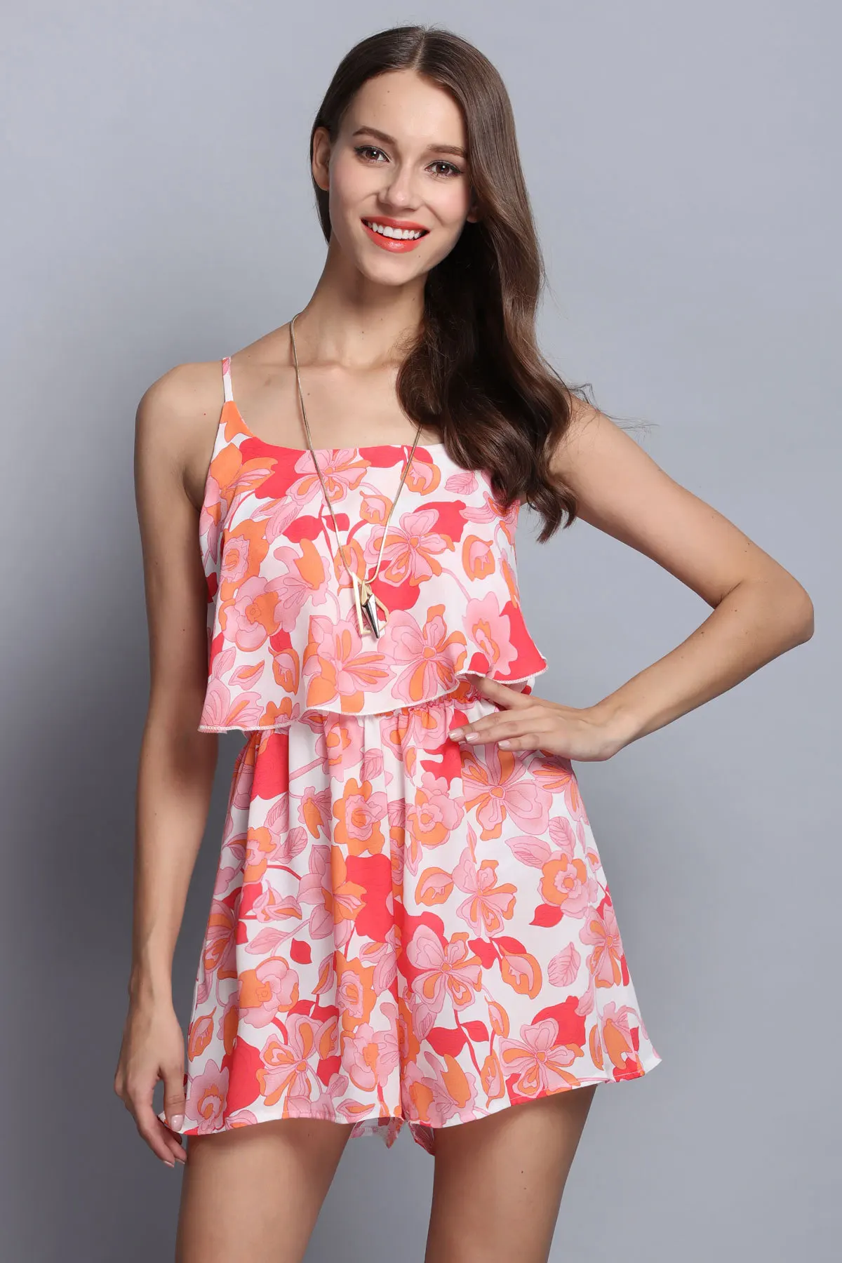 Спинки Глубокий v образный вырез горловины сладкий цветочный печать талии шнурок