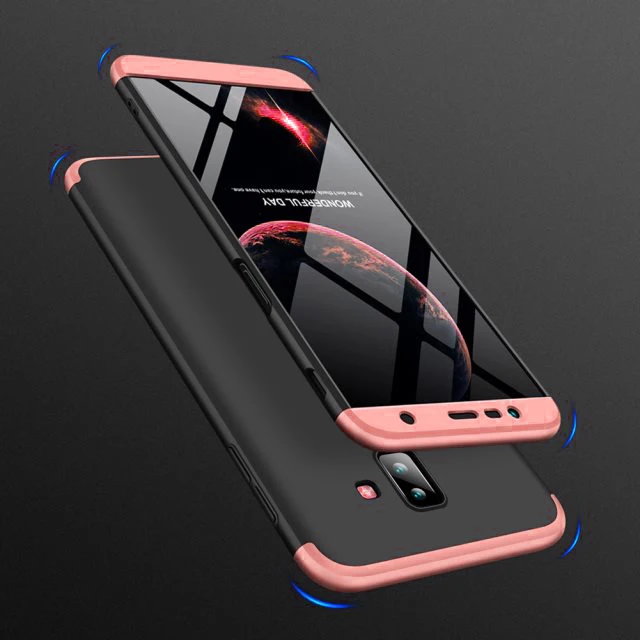 Чехол для samsung Galaxy J6 Plus, полная защитная оболочка, противоударный жесткий Гибридный ПК чехол для телефона Galaxy J6 Prime Coque - Цвет: Rose Black Rose