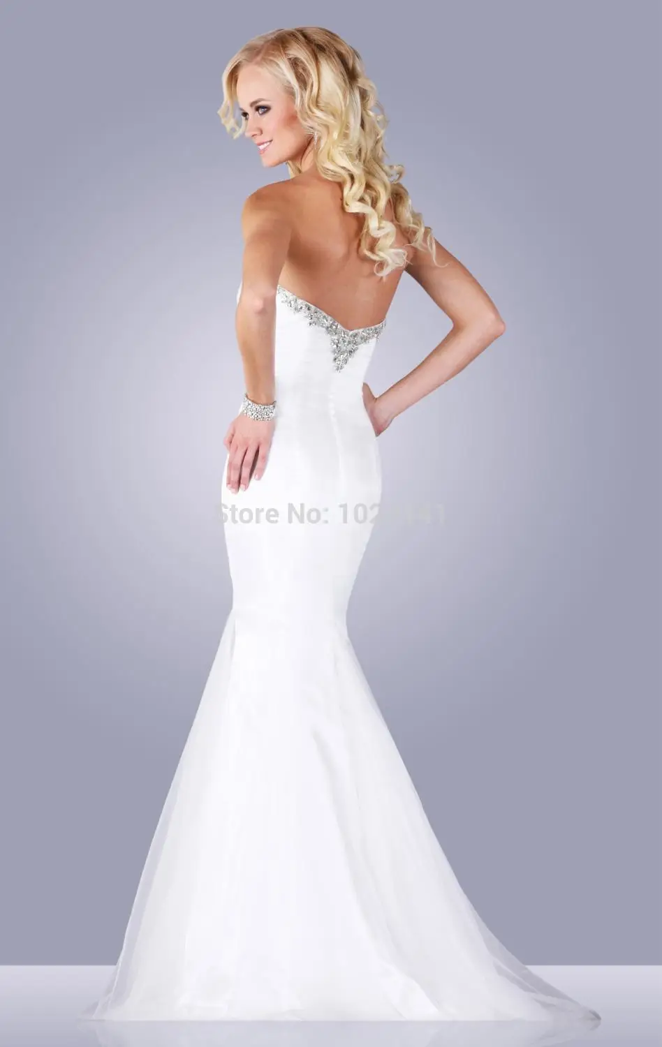 Tea Length Wedding Dresses Mermaid Floor-Length None Crystal Sweetheart Off The Shoulder Sleeveless Natural Zipper Built-In Bra |