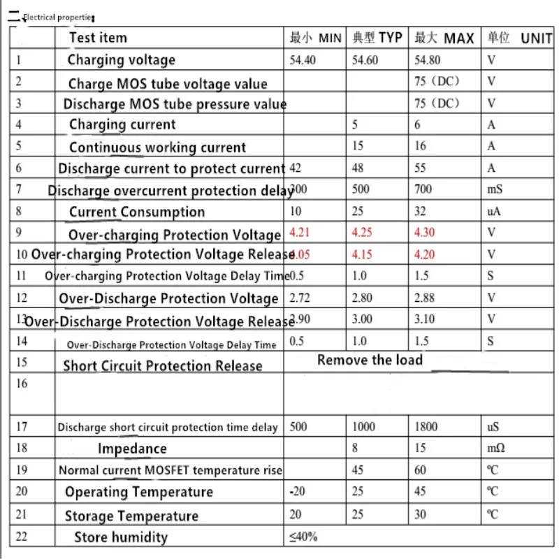 Высокое качество 13s bms 48v литиевый аккумулятор bms зарядное напряжение 54,6 15a bms pcm