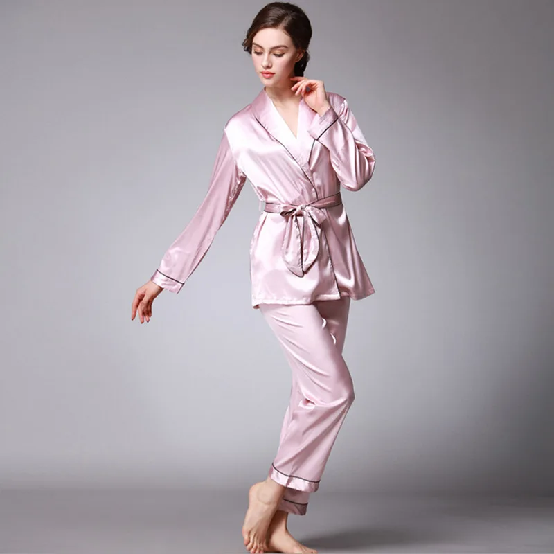 Комплект ночной рубашки из искусственного шелка и брюк 2 шт.|Комплекты пижам| |