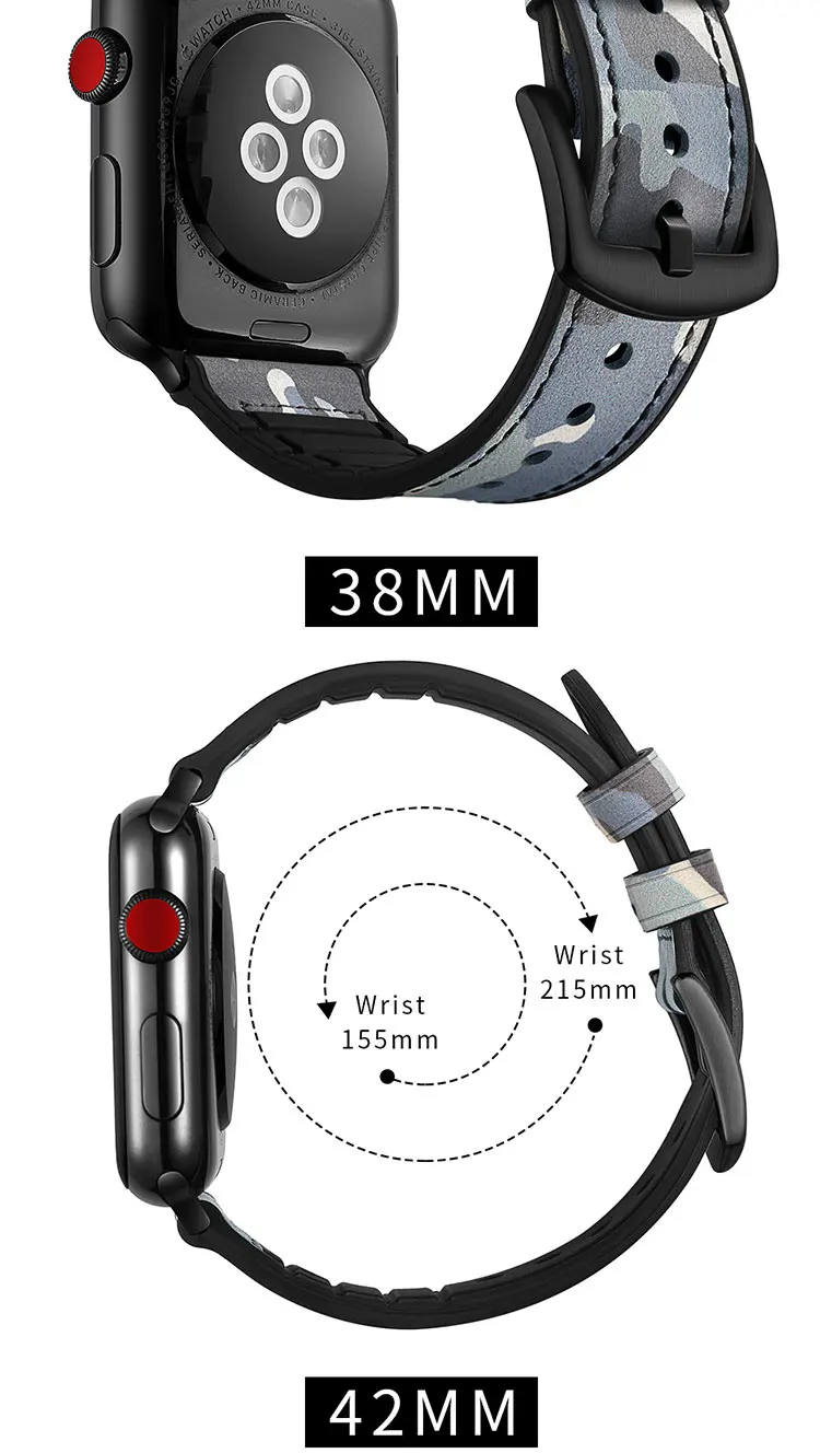 38 мм 42 мм ремешок для часов для Apple Series 1 2 3 наручный ремень из натуральной кожи с Силиконовый ремешок для часов для Apple Series браслет для iwatch