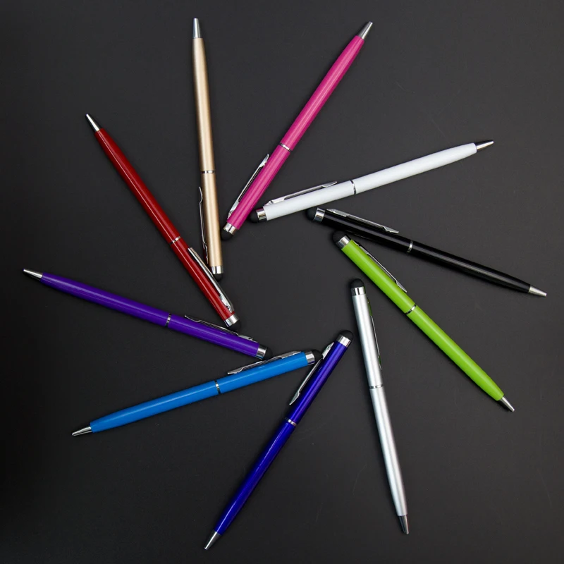 High Quality 10 colors Mini Metal Capacitive Touch Pen Stylus Screen For Mobil Phone Tablet Laptop Built-in Ballpoint 2 in 1 | Электроника