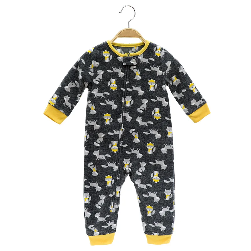 Dark gray fox Одежда для малышей; пижамы; комбинезон; Одежда для новорожденных; флисовый комбинезон для маленьких девочек; Верхняя одежда для мальчиков на молнии; Комбинезоны для маленьких девочек - Цвет: Dark gray fox