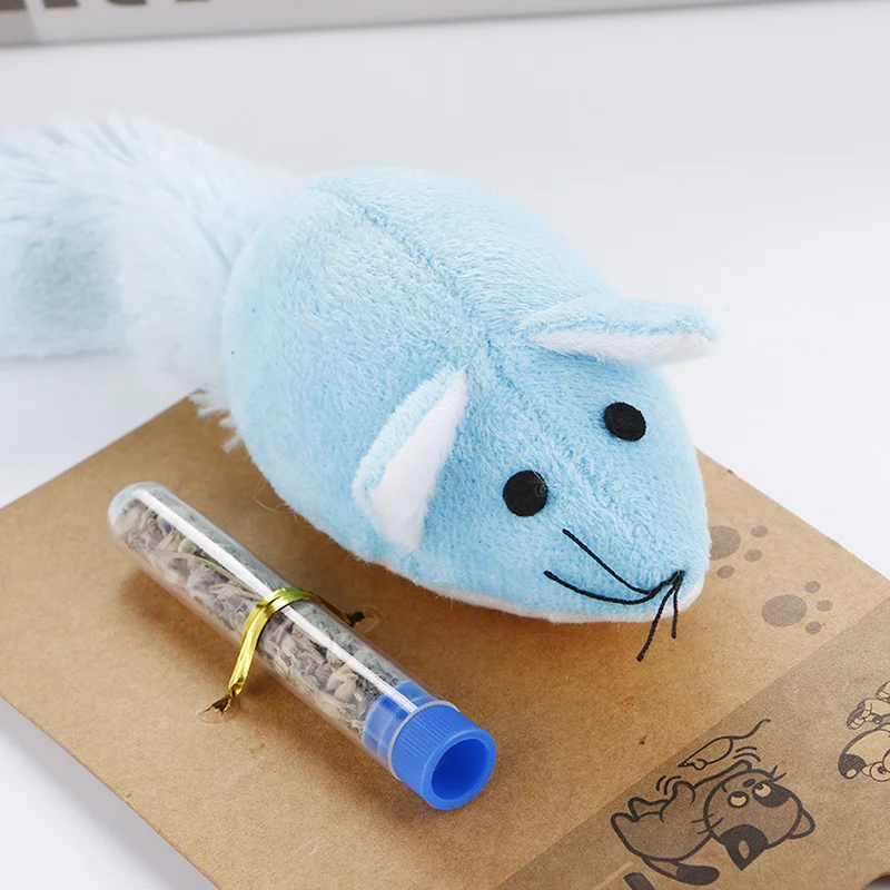Забавная Catnip плюшевая игрушка Кот мягкая однотонная Интерактивная мышь игрушки