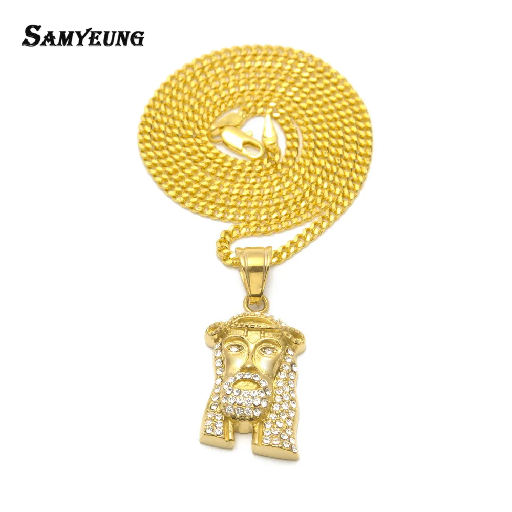 Samyeung Hiphop Stainless Steel Jesus Gold Necklaces for Male Hip hop Necklace Women Neckless Steampunk Jewellery Bijoux Femme | Украшения