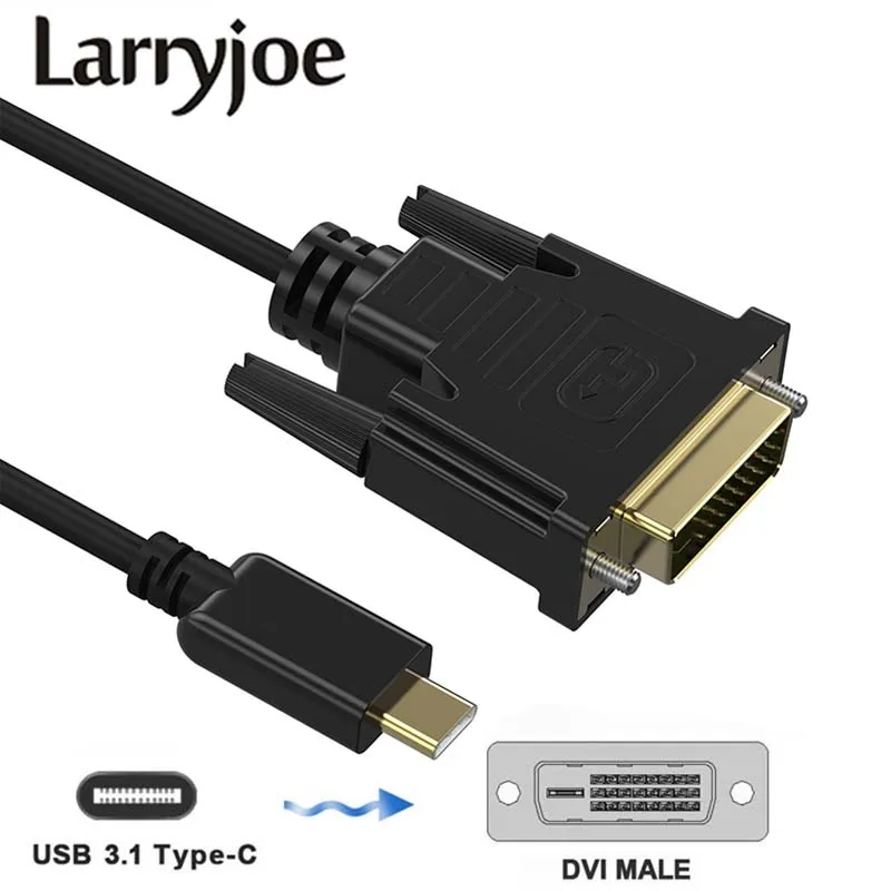 Larryjoe 1 8 м Usb C к DVI кабель Type адаптер Thunderbolt совместимый для MacBook Pro 2016 2017 galaxy S8