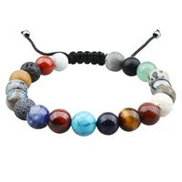 hawson bracelets included 20 kinds of stone beads for men bracelet with adjustable braided rope suitable wrist 6 5 9 4 inch