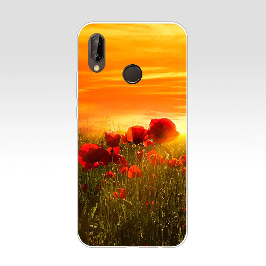 104AQ Красный мак на черном стиле Мягкий Силиконовый ТПУ чехол для huawei Nova 3 3i p smart |