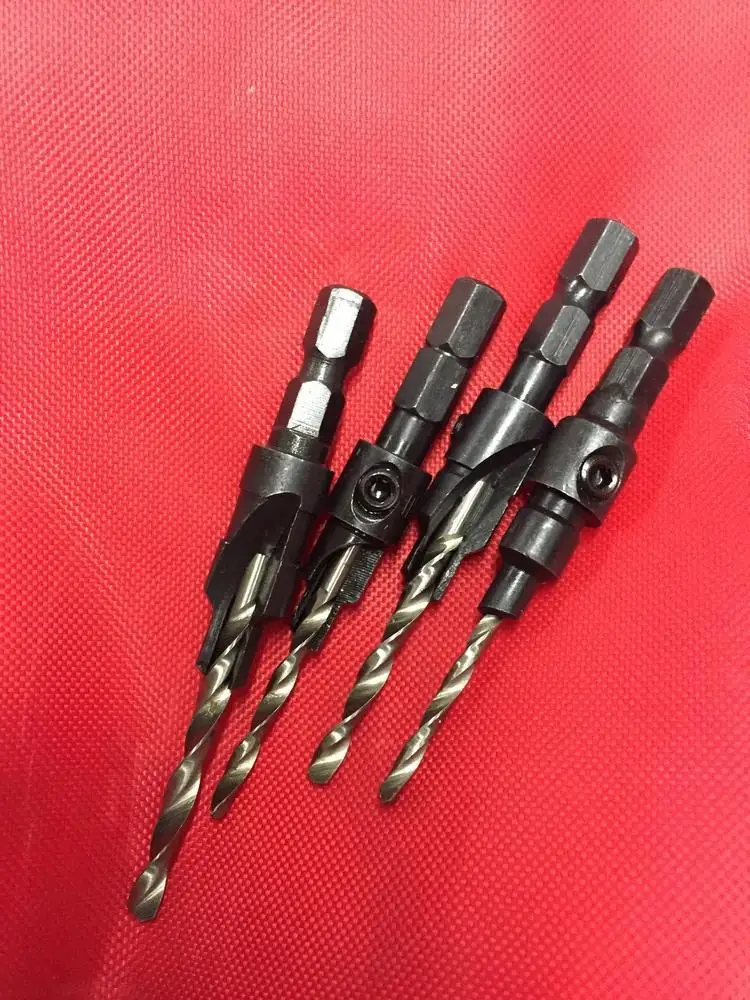 4pcs HSS Drilling Machine Countersink Drill Bit Set Quick Change Hex Shank Screw #6 #8 #10 #12 | Инструменты