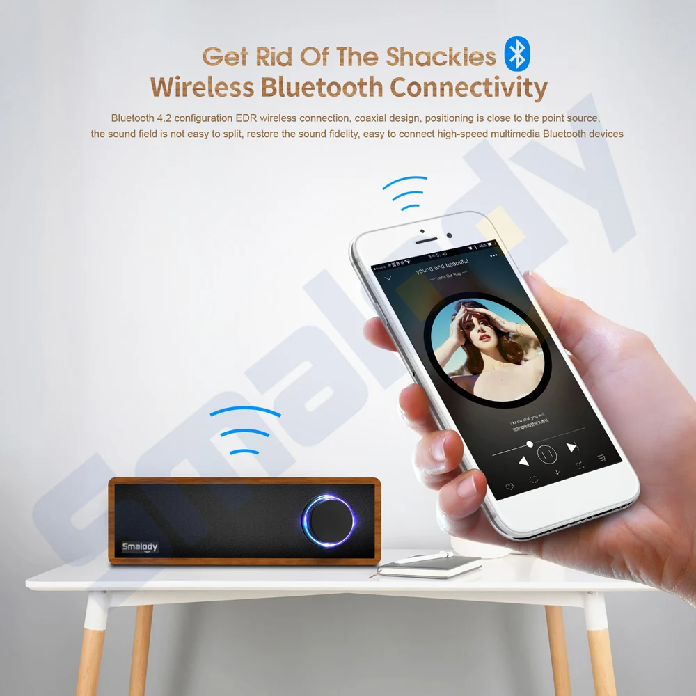 Smalody портативный деревянный беспроводной Bluetooth 4 2 + EDR колонки стерео мини
