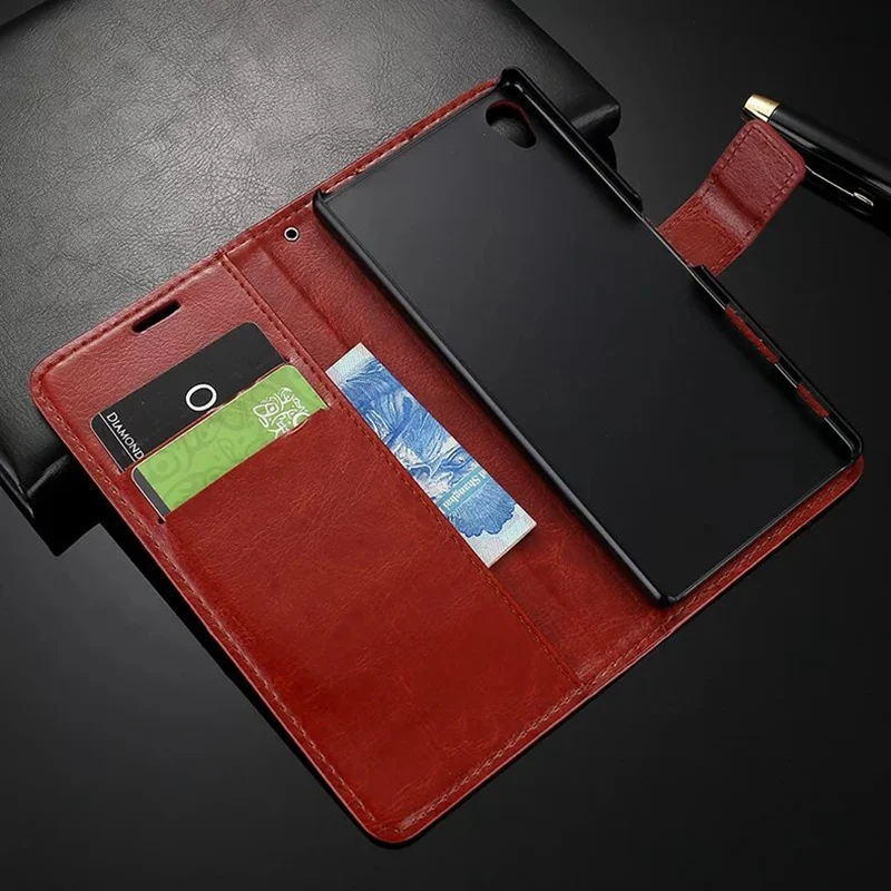 Чехол для sony Xperia Z5 Премиум кожаный чехол бумажник ультра тонкий Fundas держатель