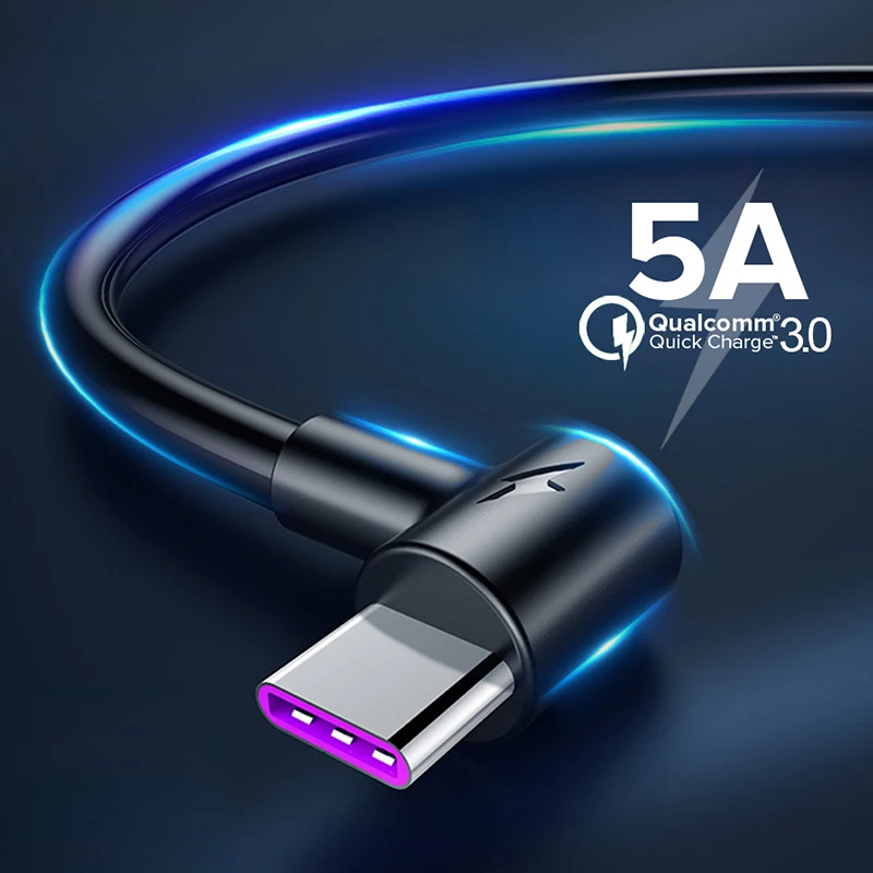 

USB Type C 5A Super Charge Cable For Huawei P30 1M 2M Fast Charging Type-C USBC Cables For Samsung S10 Xiaomi USB C Supercharger