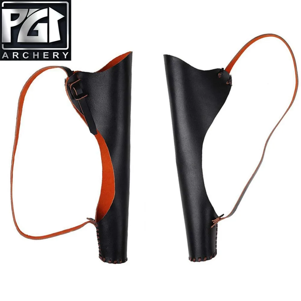 PG1ARCHERY Archery Back Quiver для стрел кожаный наплечный держатель с ремнем стрел|Лук и