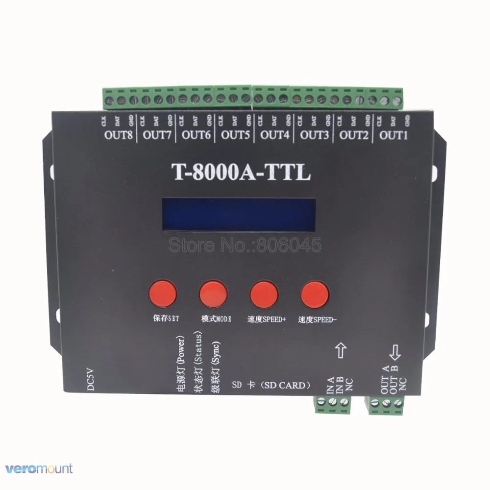 Светодиодный RGB контроллер T8000A 8192 пикселей для WS2812B WS2811 TM1804 LPD6803 IC Pixel светодиодной