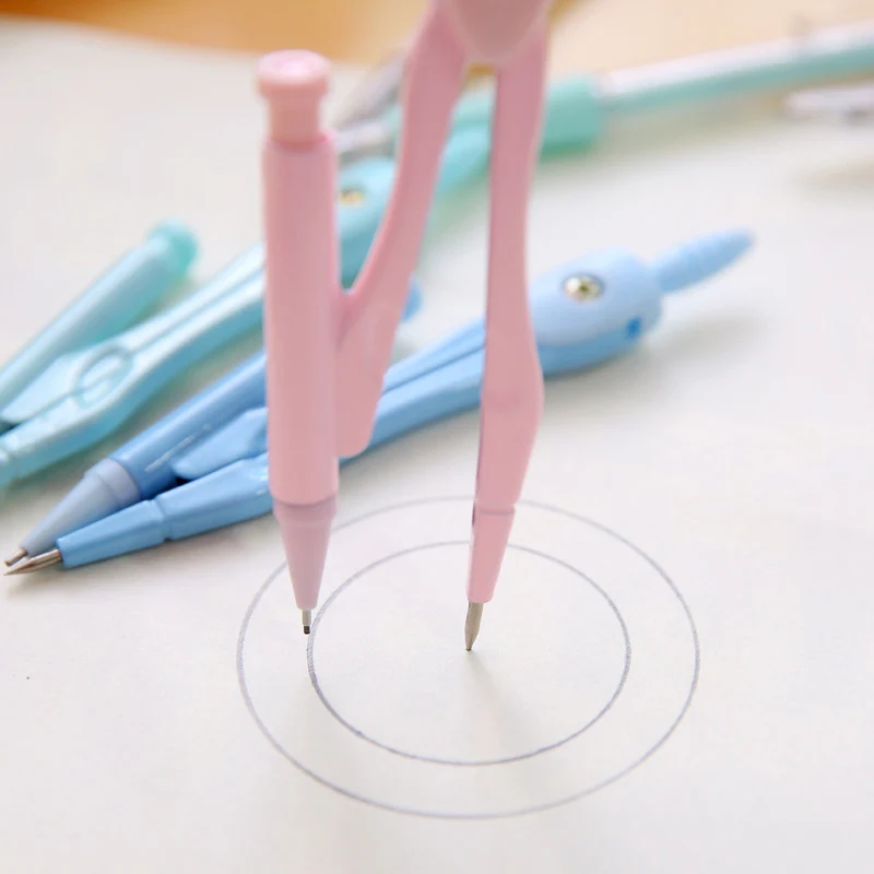 Cute Compasses Drawing Tools Set With Ruler Eraser Mechanical Pencil And Refill Korean Stationery Office School Supplies | Канцтовары