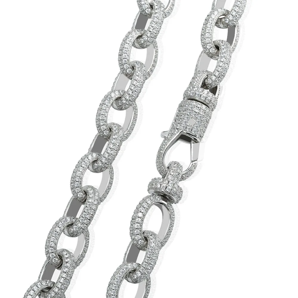 15 мм ширина персонализированные мужские витые звенья цепи ожерелье Iced Out Bling AAA+ CZ камни хип хоп Золото Серебро Цвет цепи ювелирные изделия