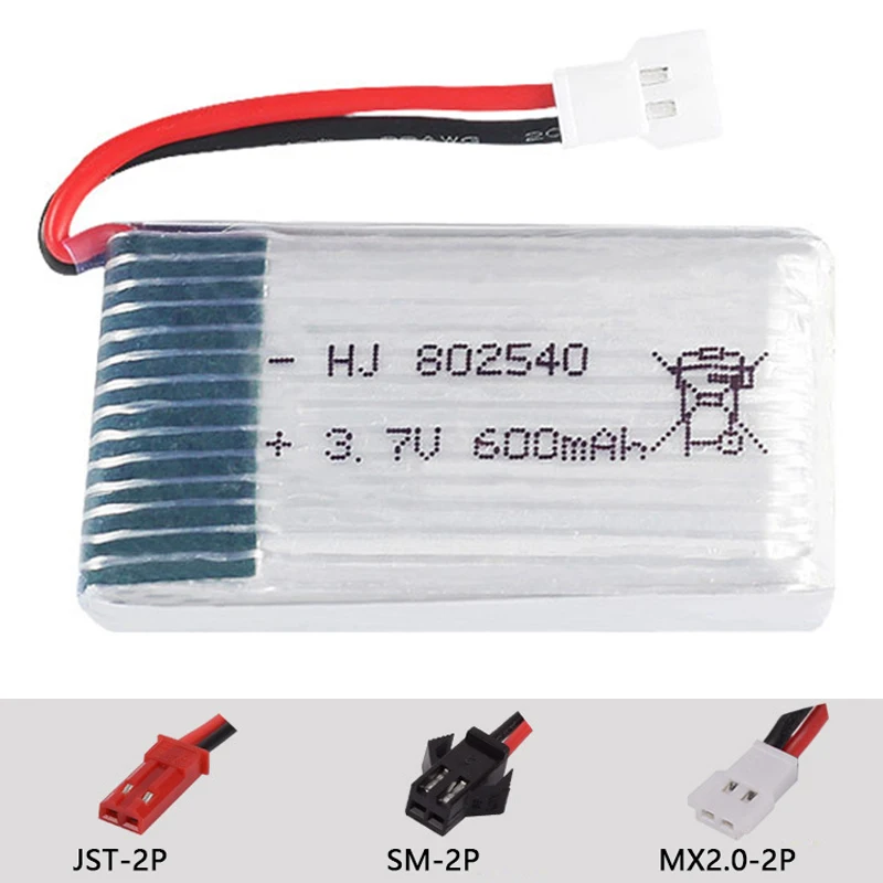 3 7 в 600 мАч 802540 литий полимерный аккумулятор SYMA X5C X5SW rc Quadrocopter Skytech M68 Drone 509 510 FX085C2