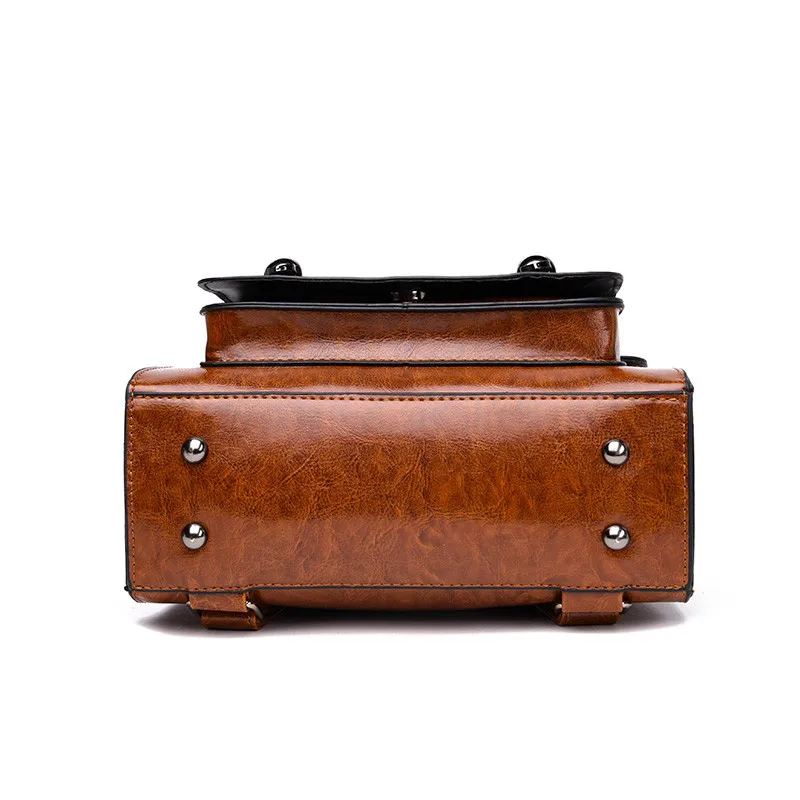 Модный женский рюкзак из вощеной кожи повседневный в стиле ретро