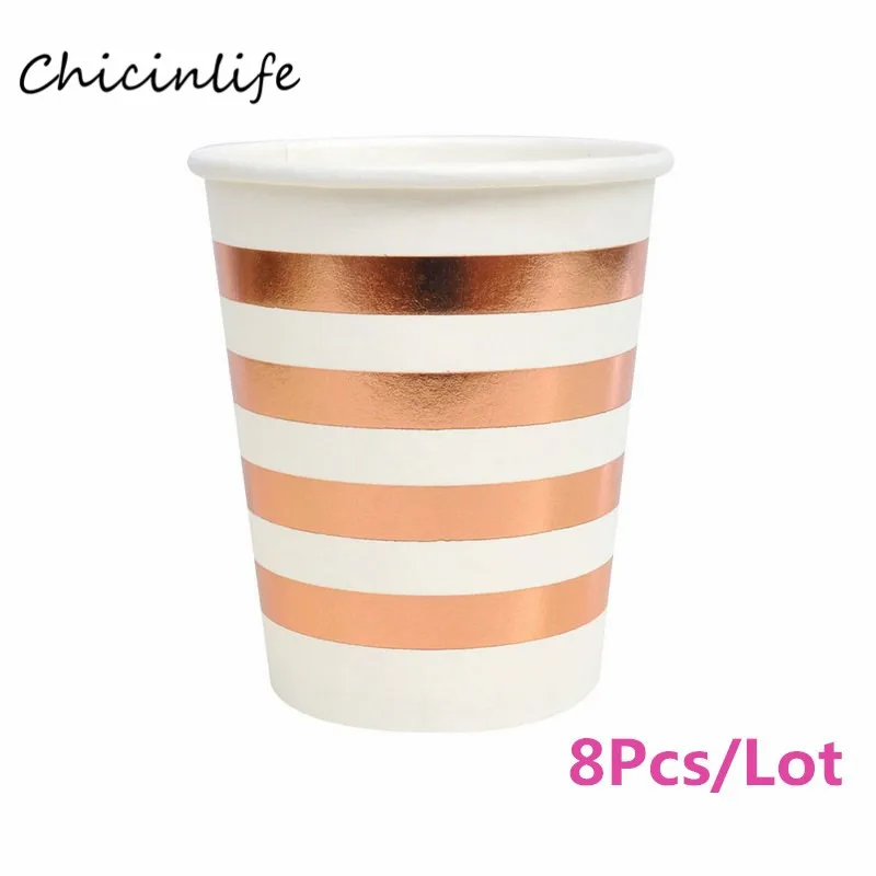 paper cup Chicinlife розовое золото одноразовая посуда попкорн коробка тарелки чашки Свадебная вечеринка украшения напиток соломки для дней рождения вечерние принадлежности - Цвет: paper cup