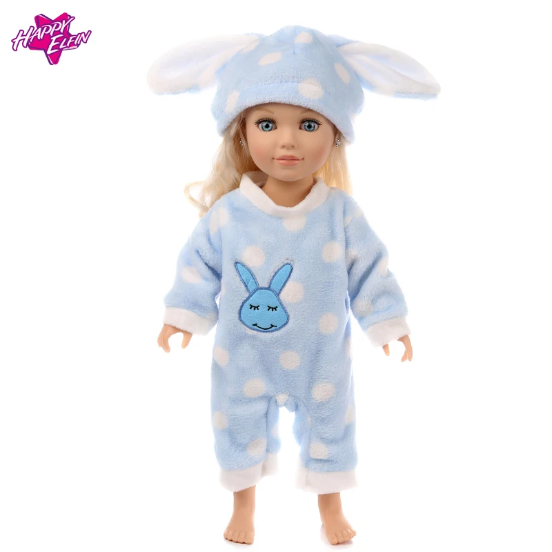 Одежда для куклы подходит для мальчиков и девочек на 18 дюймов/45 см в комплекте с милой шапкой с кроликом одежда для куклы Подарки на день рождения детям.
