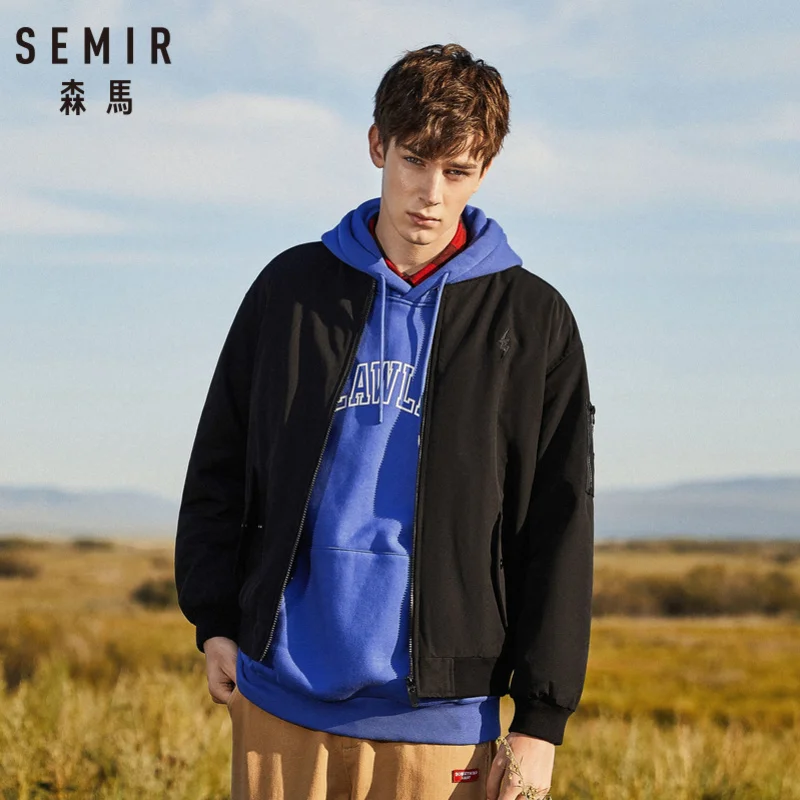 SEMIR мужская бейсбольная куртка на молнии куртка-бомбер с флисовой подкладкой
