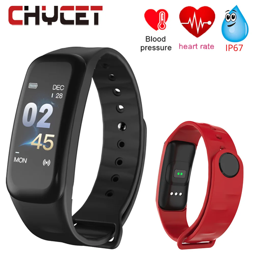 Смарт браслет для измерения артериального давления цветной oled экран C1 plus фитнес