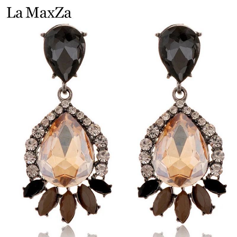 Каплевидные коричневые хрустальные серьги европейские преувеличенные