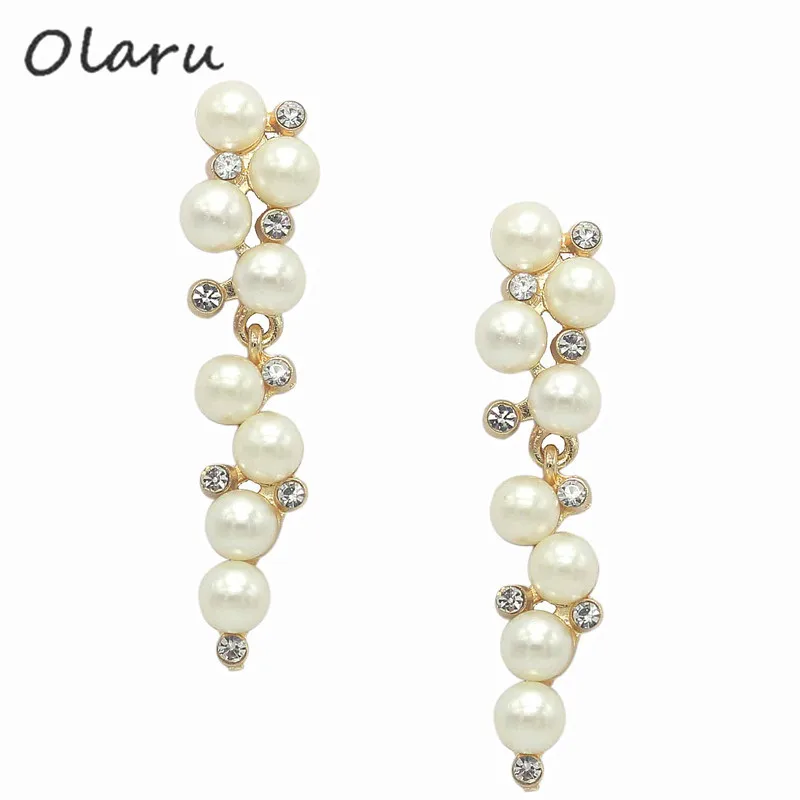 Модные элегантные длинные серьги с кристаллами и жемчугом женские кольца в