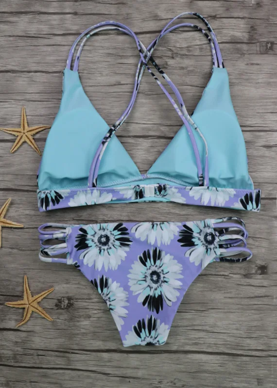 2017 бикини женский купальник с принтом небесно-голубые цветы набор купальный