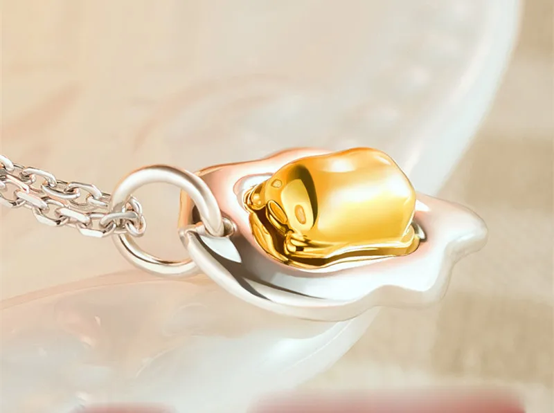 Ожерелье Gudetama из аниме подвеска серебра 925 пробы подарок для косплея