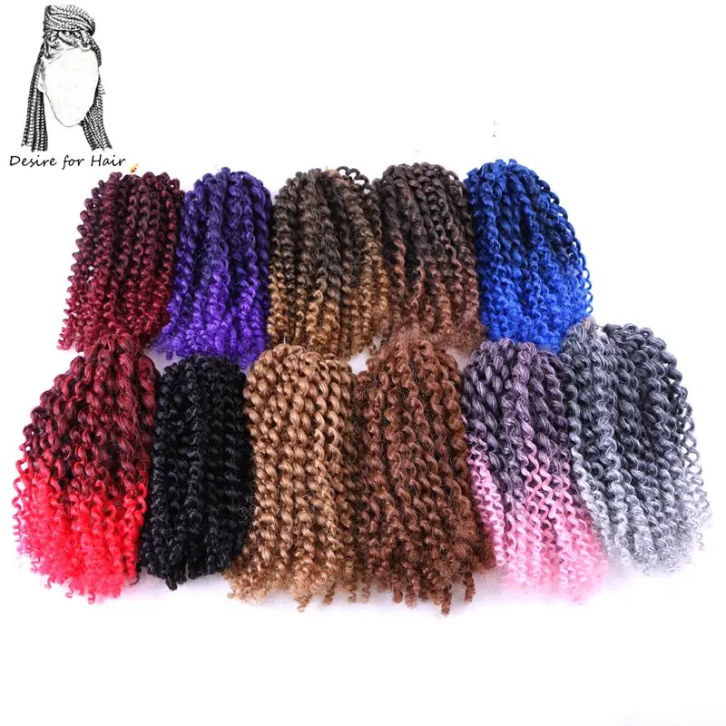 Desire for hair 7packs per lot 8inch 85grams pre crochet kinky curly braids malibob braiding ombre pink purple color |