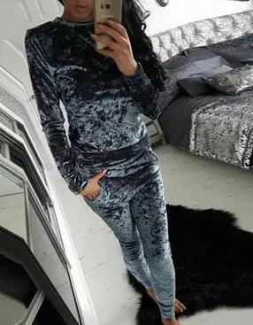Gray Спортивный костюм женский костюмы женские бархатная толстовка с капюшоном топ+ штаны дамы с длинным рукавом наряд Femme спортивные костюм - Цвет: Gray