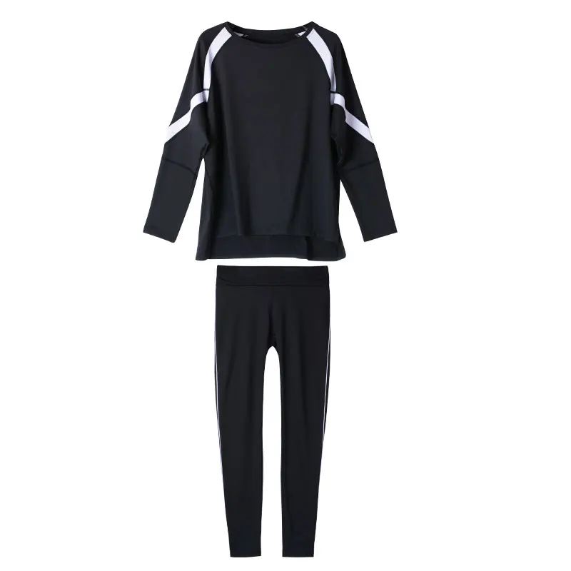 Спортивный костюм для женщин и девочек комплект йоги рубашка с длинным рукавом