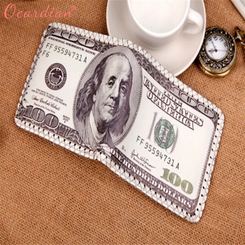 2018 долларов США коричневые кожаные кошельки мужские 100 $ держатель для монет