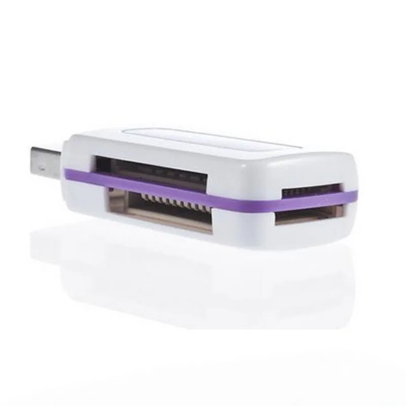 Purple Мини Все в одном USB 2,0 считыватель смарт-карт SD/MMC/TF/Micro M2 4 слота для карт - Цвет: Purple